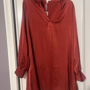 She + Sky Wine Satin Dress